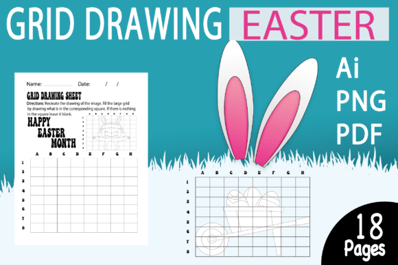 Easter Day Grid Drawing Worksheet for Primary Middle Grades