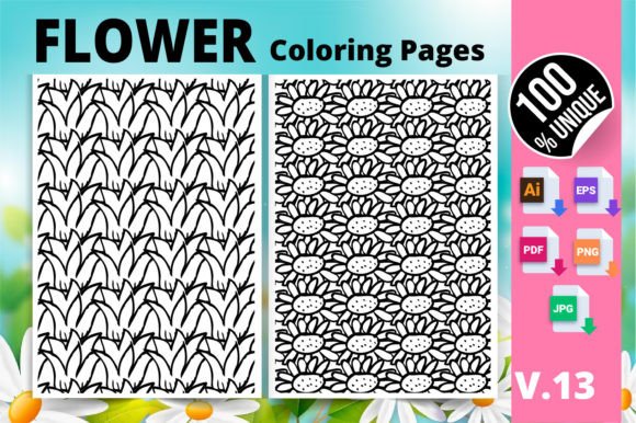 Flower Coloring Page KDP Interior V.13 Overview