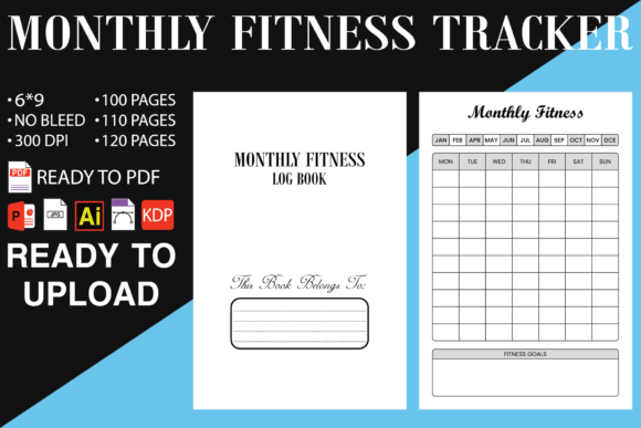 Monthly Fitness Tracker Log Book KDP
